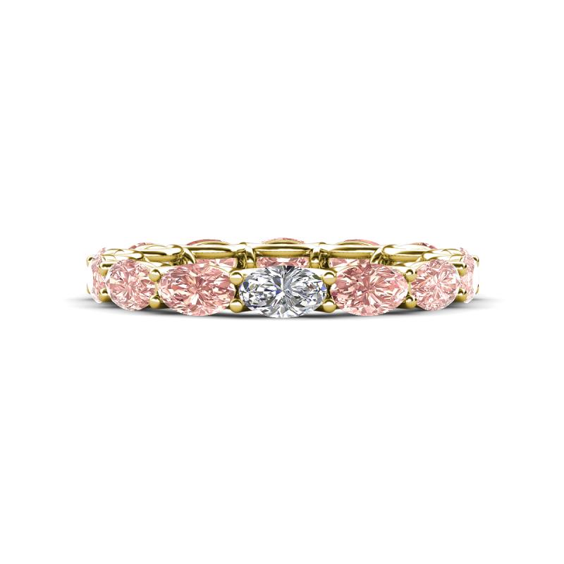 Madison 5x3 mm Oval Forever One Moissanite and Morganite Eternity Band 