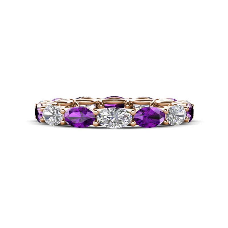 Madison 5x3 mm Oval Lab Grown Diamond and Amethyst Eternity Band 