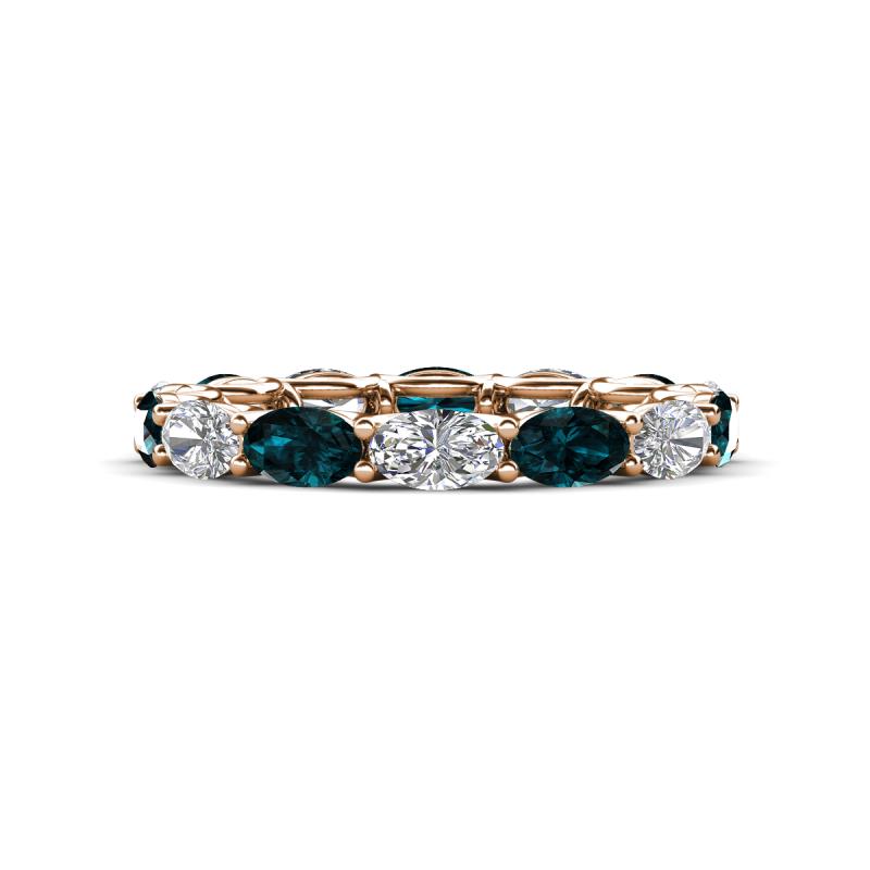 Madison 5x3 mm Oval Lab Grown Diamond and London Blue Topaz Eternity Band 