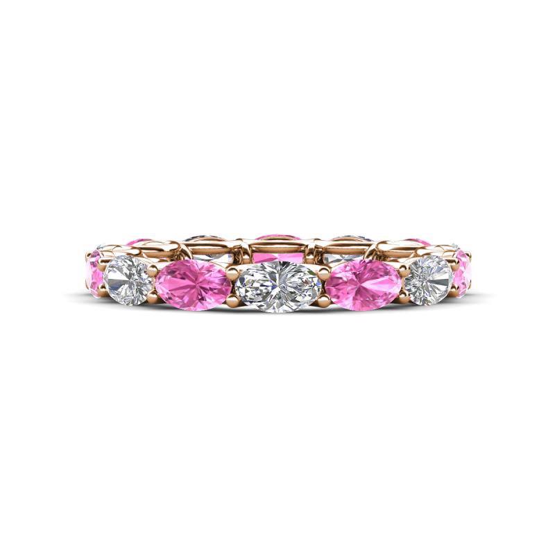 Madison 5x3 mm Oval Lab Grown Diamond and Pink Sapphire Eternity Band 