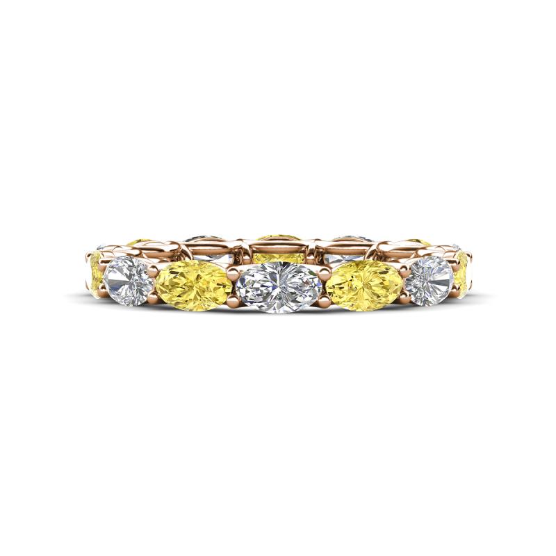 Madison 5x3 mm Oval Lab Grown Diamond and Yellow Sapphire Eternity Band 