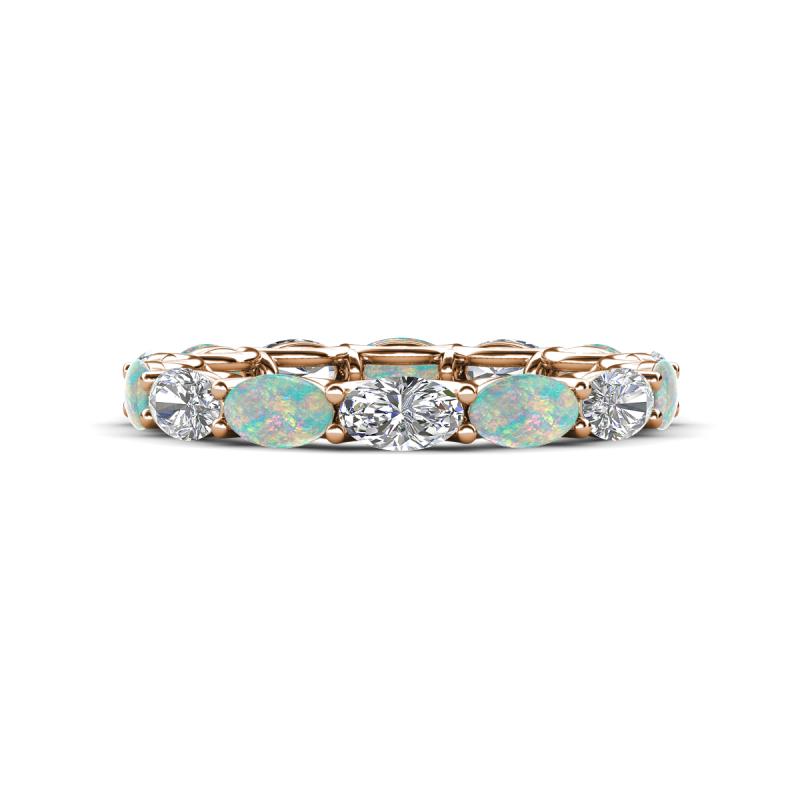 Madison 5x3 mm Oval Lab Grown Diamond and Opal Eternity Band 