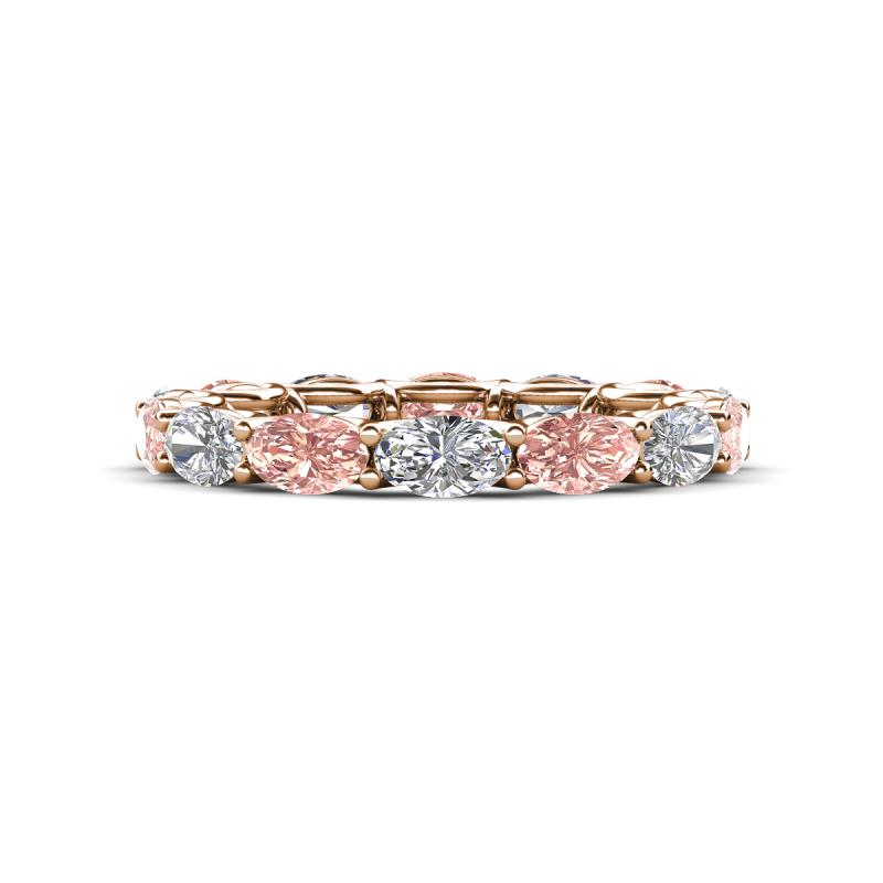 Madison 5x3 mm Oval Lab Grown Diamond and Morganite Eternity Band 