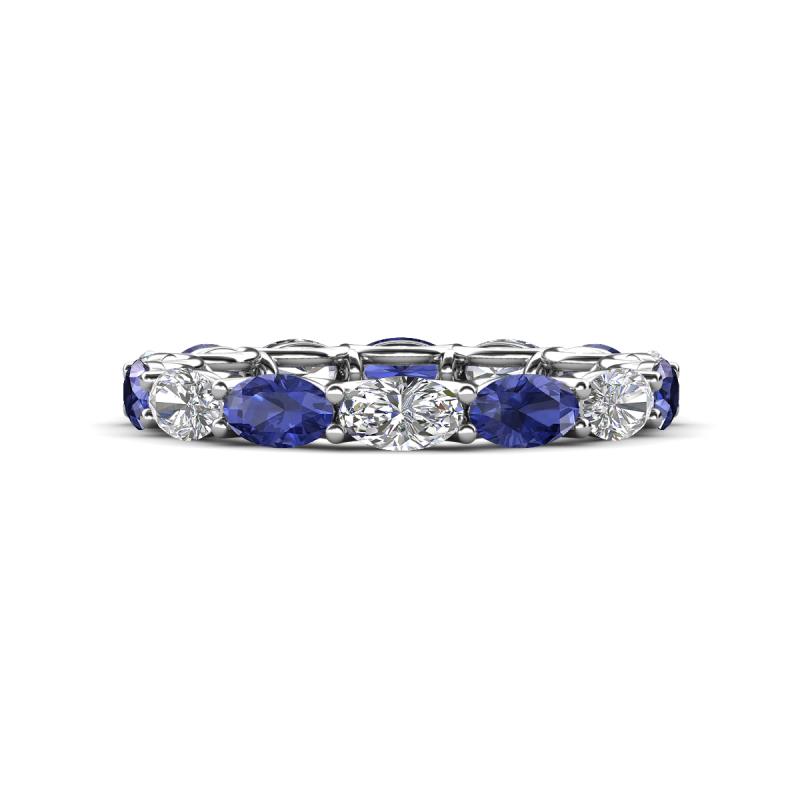 Madison 5x3 mm Oval Lab Grown Diamond and Iolite Eternity Band 
