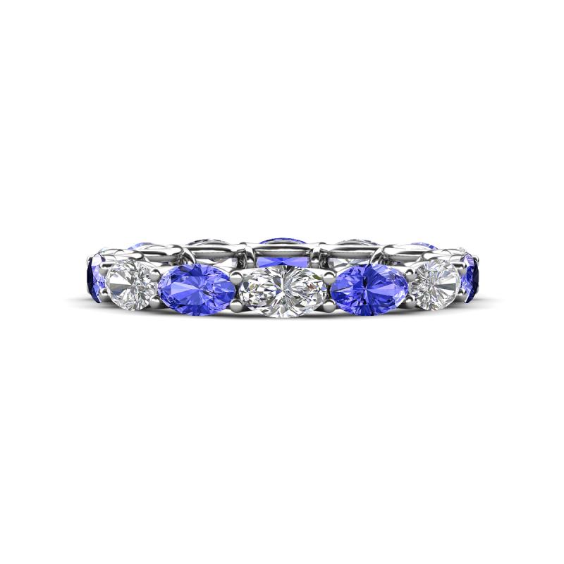 Madison 5x3 mm Oval Forever Brilliant Moissanite and Tanzanite Eternity Band 