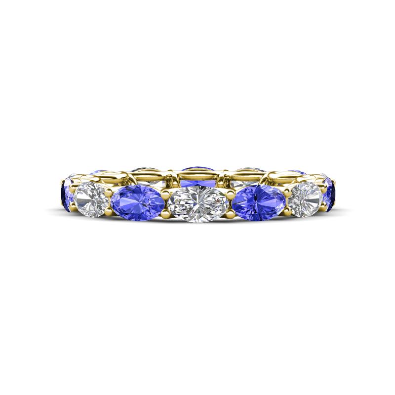 Madison 5x3 mm Oval Forever Brilliant Moissanite and Tanzanite Eternity Band 