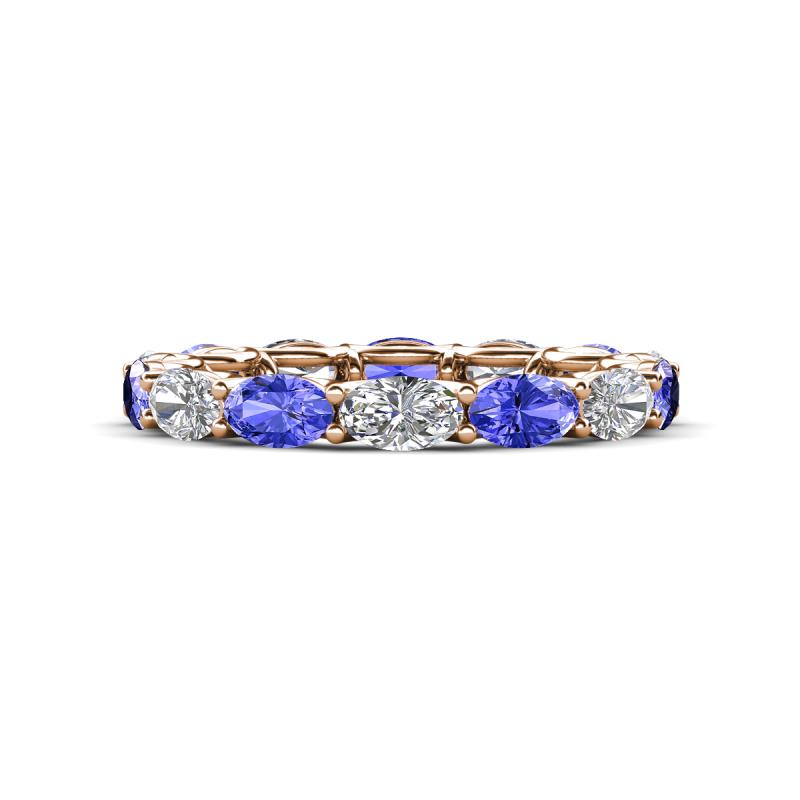 Madison 5x3 mm Oval Forever Brilliant Moissanite and Tanzanite Eternity Band 