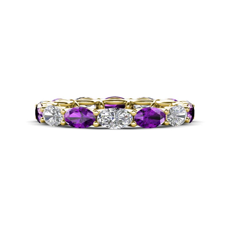 Madison 5x3 mm Oval Forever Brilliant Moissanite and Amethyst Eternity Band 