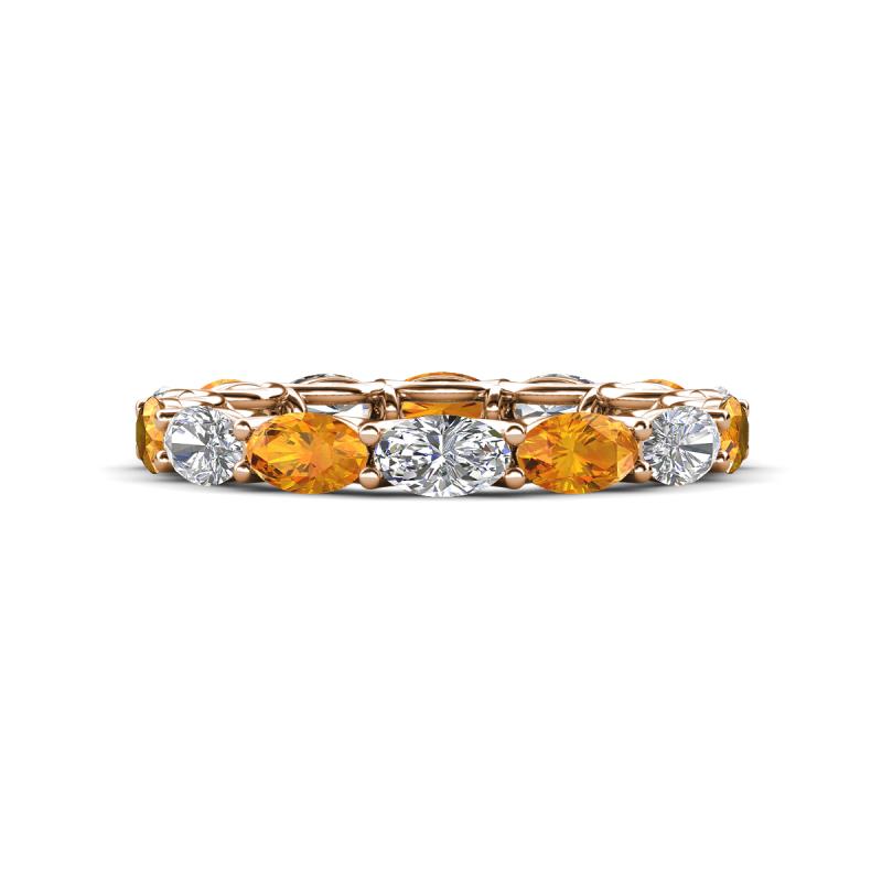 Madison 5x3 mm Oval Forever Brilliant Moissanite and Citrine Eternity Band 