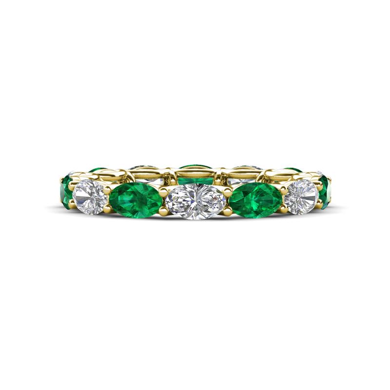 Madison 5x3 mm Oval Forever Brilliant Moissanite and Emerald Eternity Band 