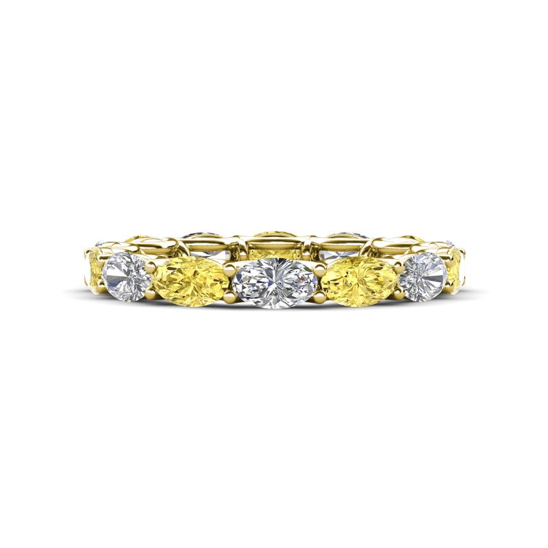 Madison 5x3 mm Oval Forever Brilliant Moissanite and Yellow Sapphire Eternity Band 