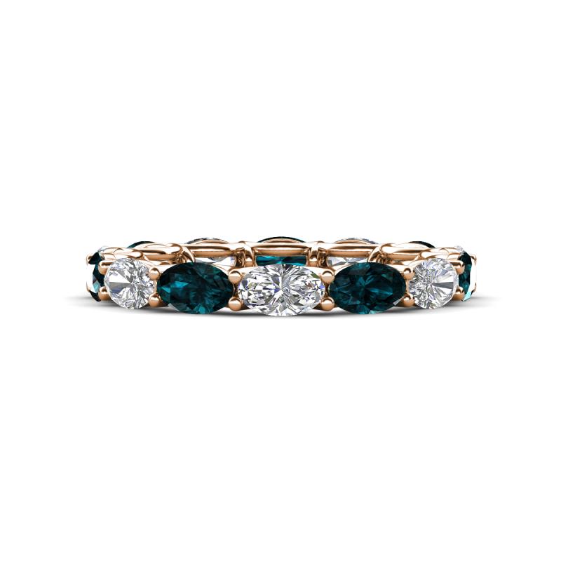 Madison 5x3 mm Oval Forever Brilliant Moissanite and London Blue Topaz Eternity Band 