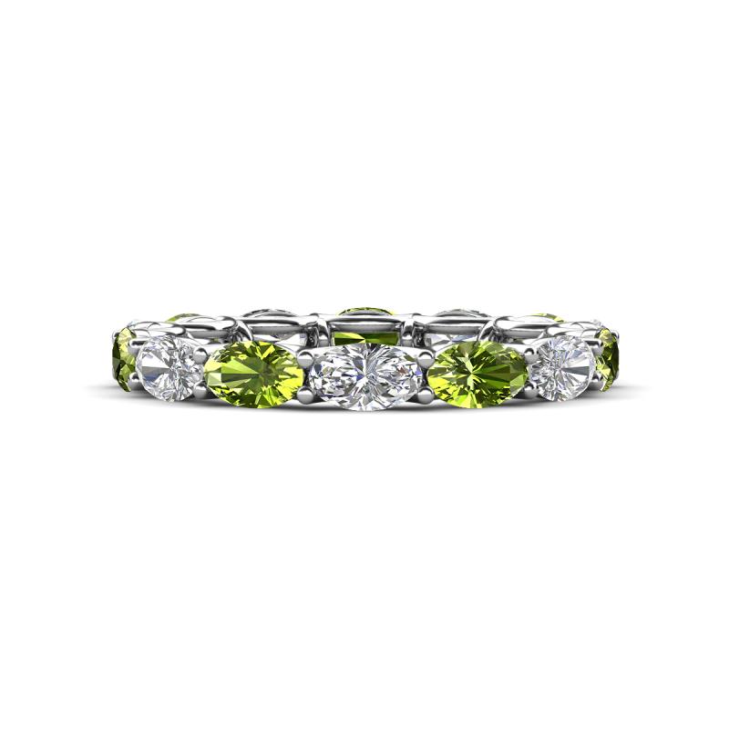 Madison 5x3 mm Oval Forever One Moissanite and Peridot Eternity Band 