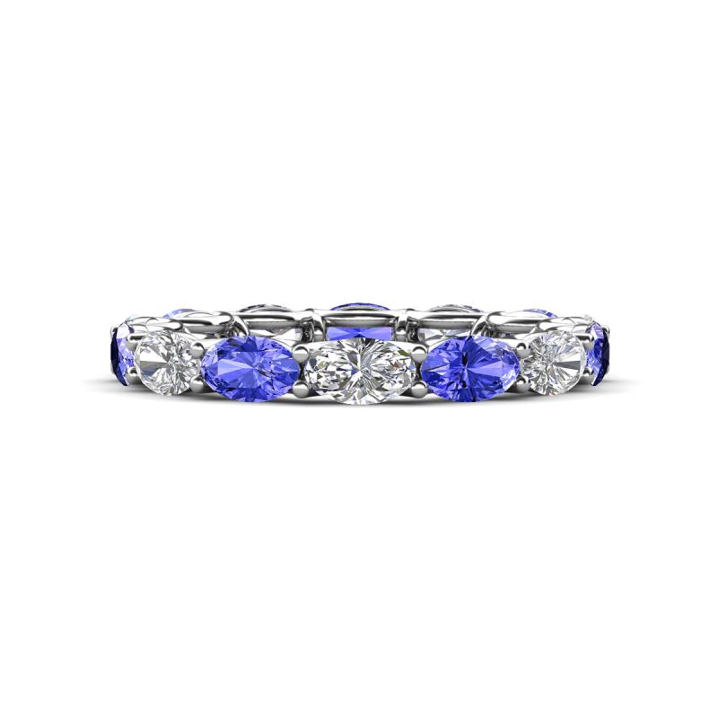 Madison 5x3 mm Oval Forever One Moissanite and Tanzanite Eternity Band 