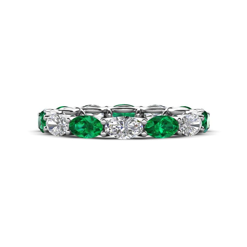 Madison 5x3 mm Oval Forever One Moissanite and Emerald Eternity Band 