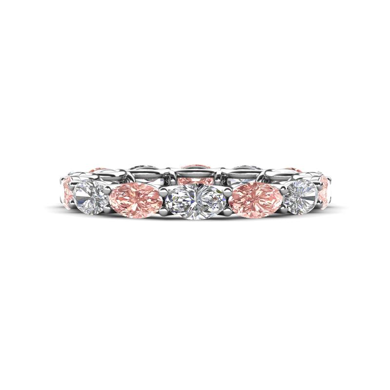 Madison 5x3 mm Oval Forever Brilliant Moissanite and Morganite Eternity Band 