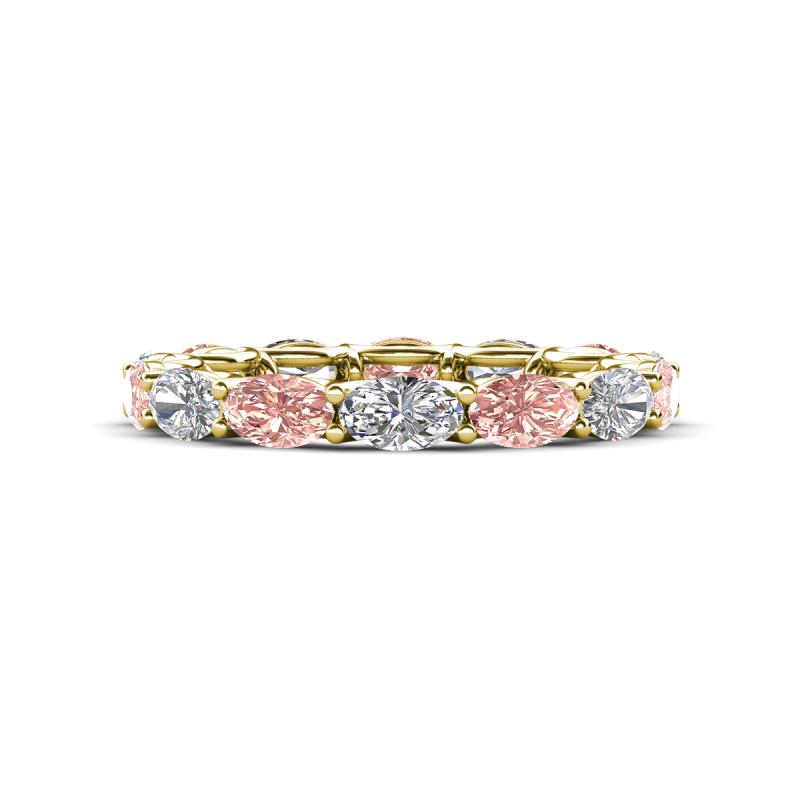 Madison 5x3 mm Oval Forever One Moissanite and Morganite Eternity Band 