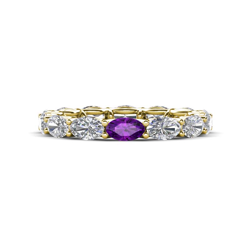 Madison 5x3 mm Oval Forever Brilliant Moissanite and Amethyst Eternity Band 