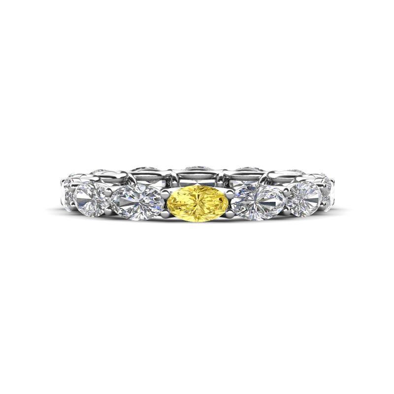 Madison 5x3 mm Oval Forever Brilliant Moissanite and Yellow Sapphire Eternity Band 