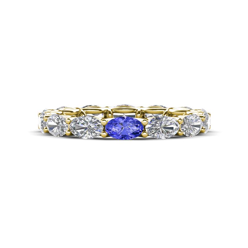 Madison 5x3 mm Oval Forever One Moissanite and Tanzanite Eternity Band 