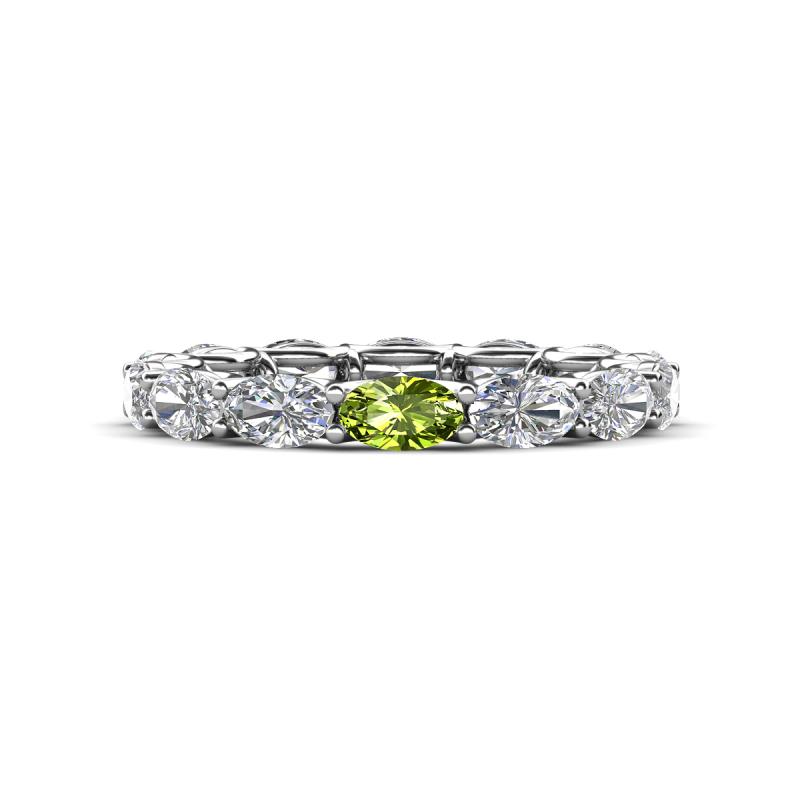 Madison 5x3 mm Oval Forever One Moissanite and Peridot Eternity Band 