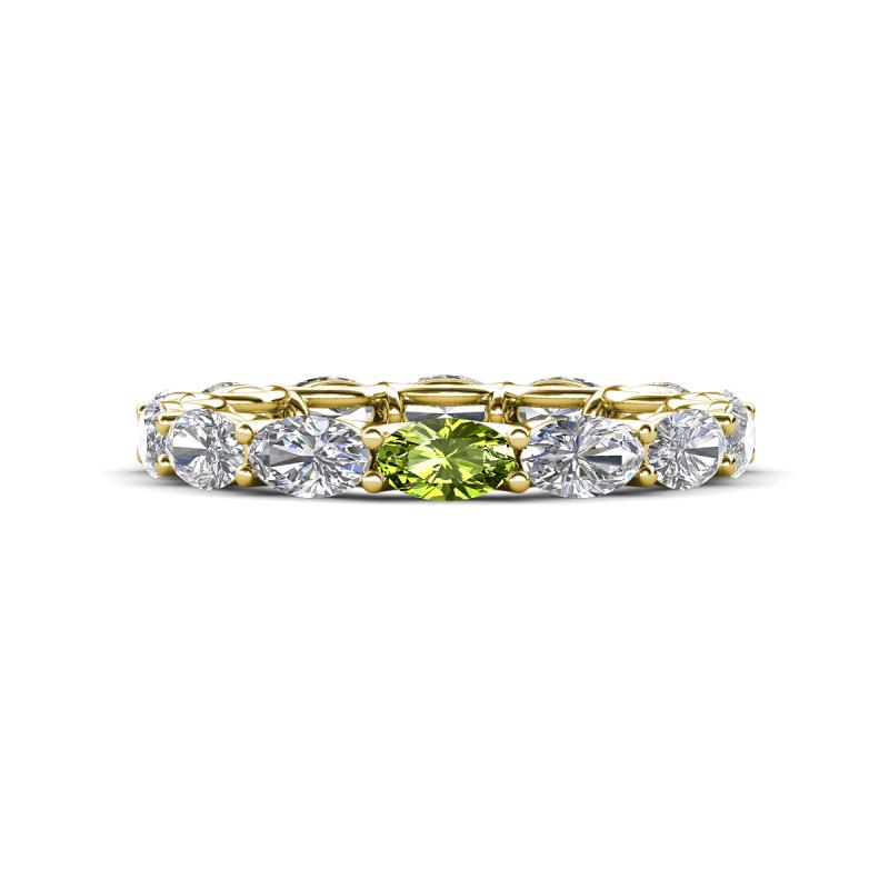 Madison 5x3 mm Oval Forever One Moissanite and Peridot Eternity Band 