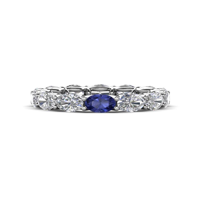 Madison 5x3 mm Oval Forever Brilliant Moissanite and Iolite Eternity Band 