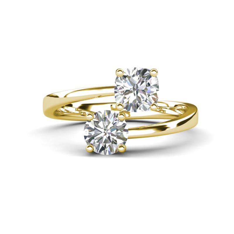 Jianna IGI Certified 6.00 mm Cushion and Round Lab Grown Diamond 2 Stone Promise Ring 