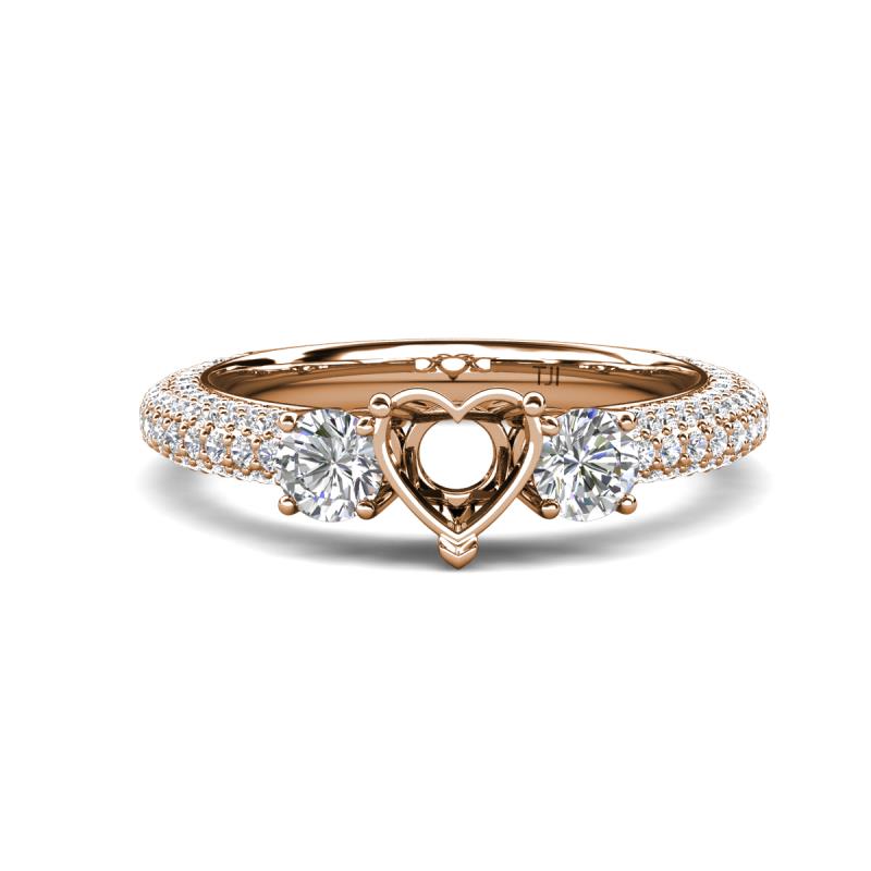 My Lady Semi Mount 3 Stone Natural Diamond Engagement Ring 