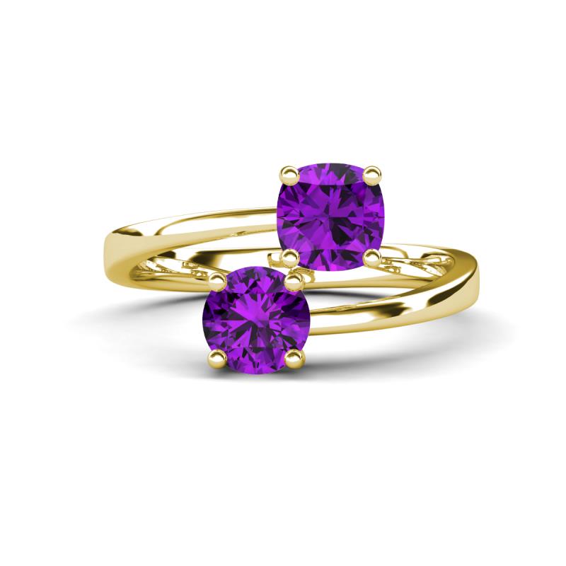 Jianna 6.00 mm Cushion and Round Amethyst 2 Stone Promise Ring 
