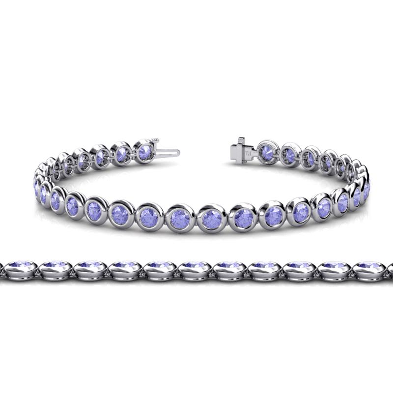 Wendy Bracelet with Round Tanzanite, SI Diamond | 1.05 carats Round Tanzanite  Tennis in 14k White Gold | Diamondere