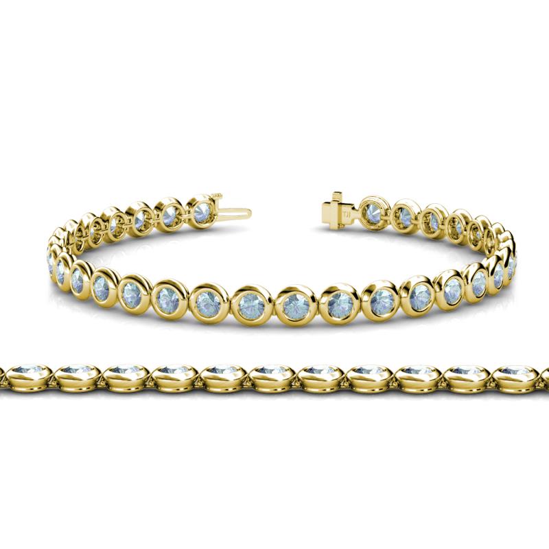 10k Yellow Gold Diamond and Aquamarine Bracelet - SPB8128AQ