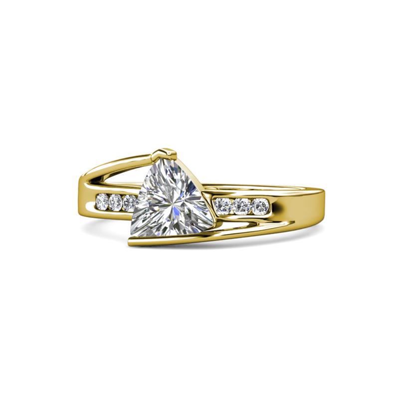 Medora 7.00 mm Trillion Cut Forever Brilliant Moissanite and Diamond Engagement Ring 