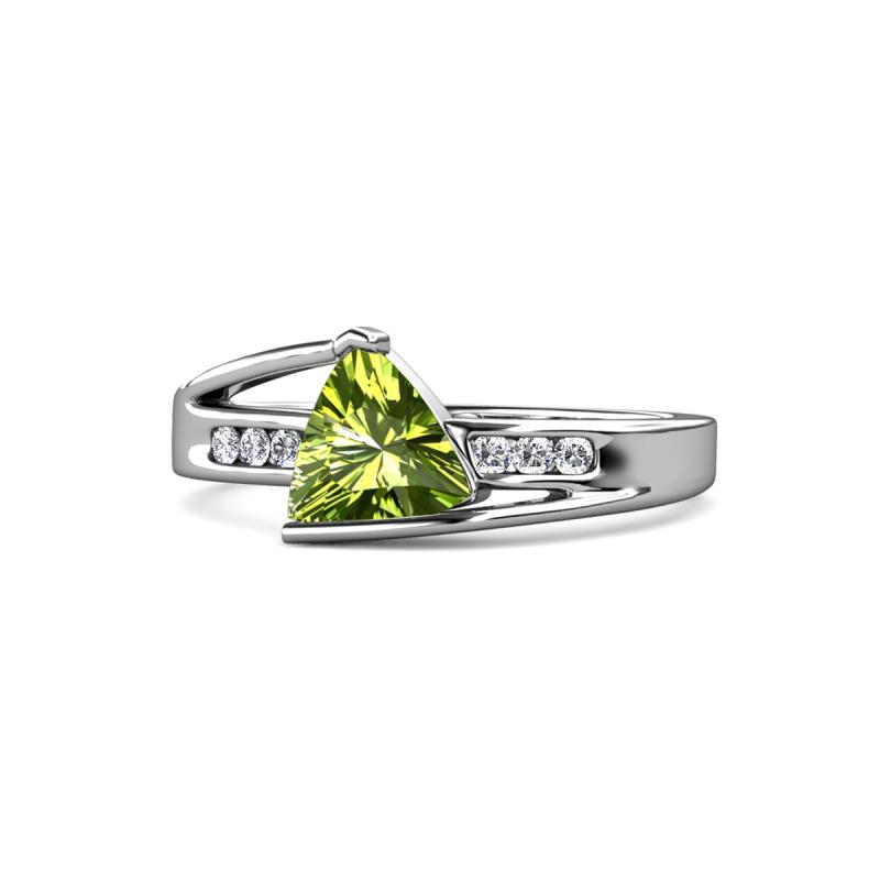 Medora 7.00 mm Trillion Cut Peridot and Diamond Engagement Ring 