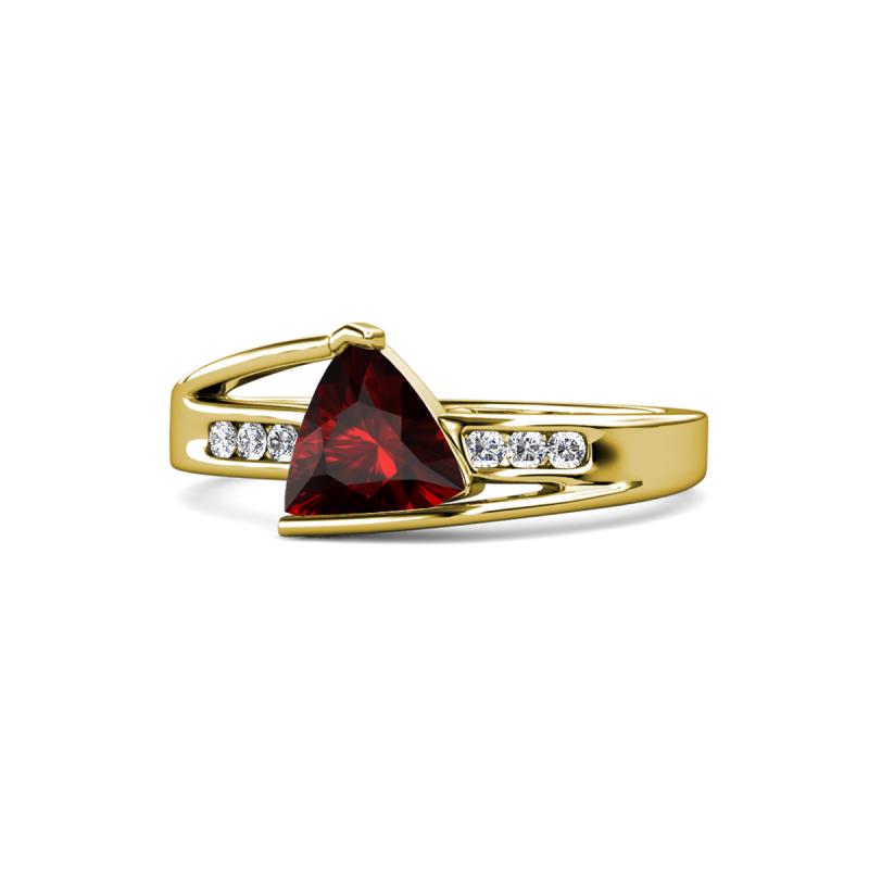 Medora 7.00 mm Trillion Cut Red Garnet and Diamond Engagement Ring 