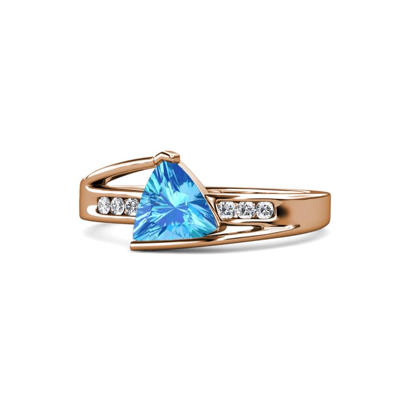 Medora 7.00 mm Trillion Cut Blue Topaz and Diamond Engagement Ring 