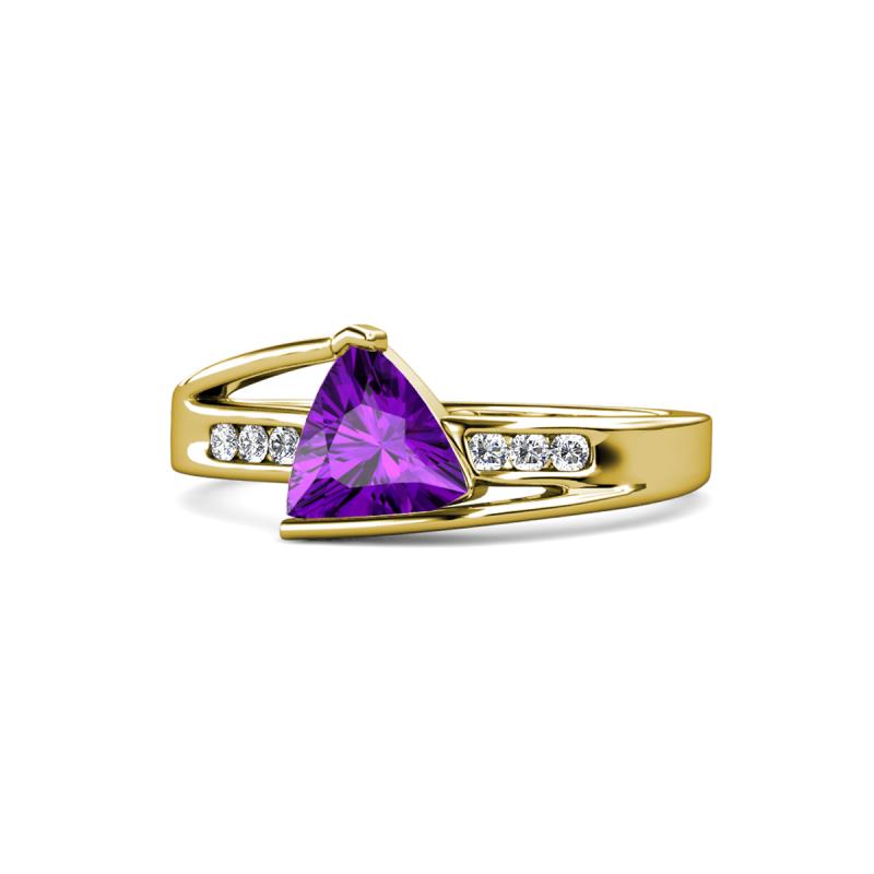 Medora 7.00 mm Trillion Cut Amethyst and Diamond Engagement Ring 