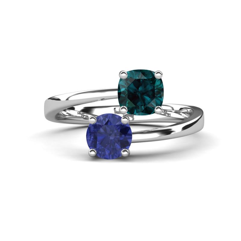 Jianna 6.00 mm Cushion London Blue Topaz and Round Iolite 2 Stone Promise Ring 