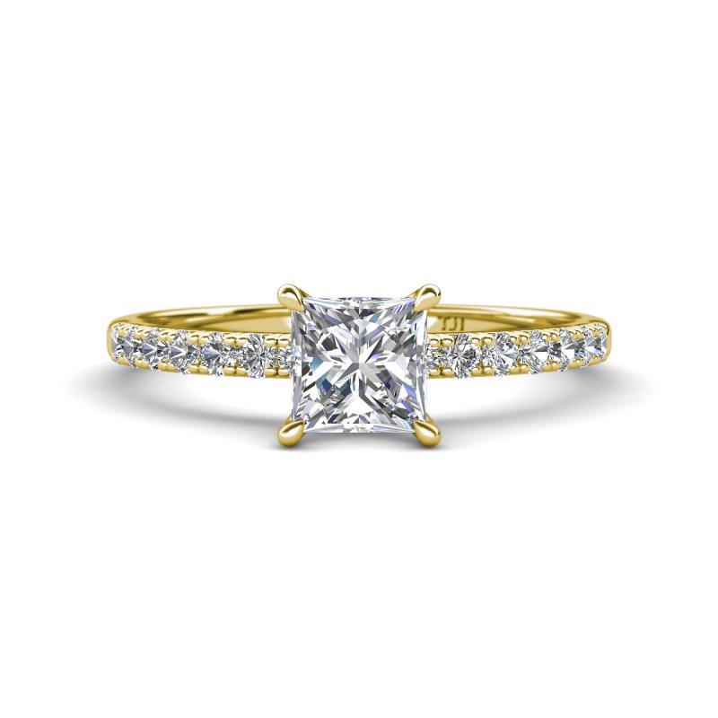 Aurin IGI Certified 6.00 mm Princess Lab Grown Diamond and Diamond Engagement Ring 