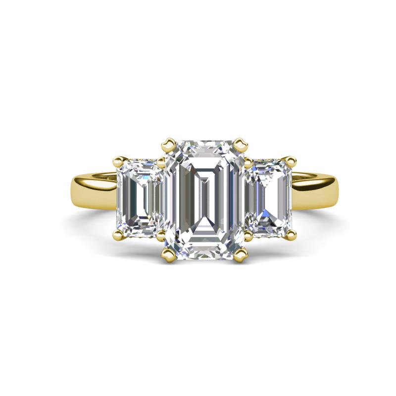 Aletta IGI Certified 9x6 mm Emerald Cut Lab Grown Diamond Three Stone Engagement Ring 