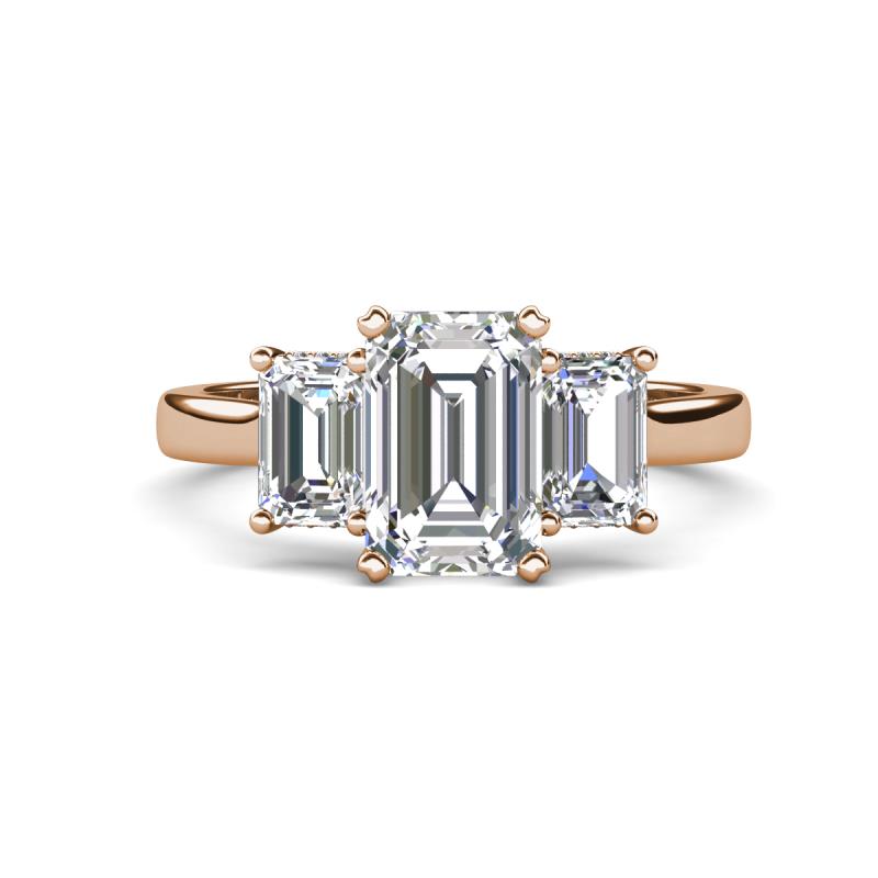 Aletta IGI Certified 9x6 mm Emerald Cut Lab Grown Diamond Three Stone Engagement Ring 