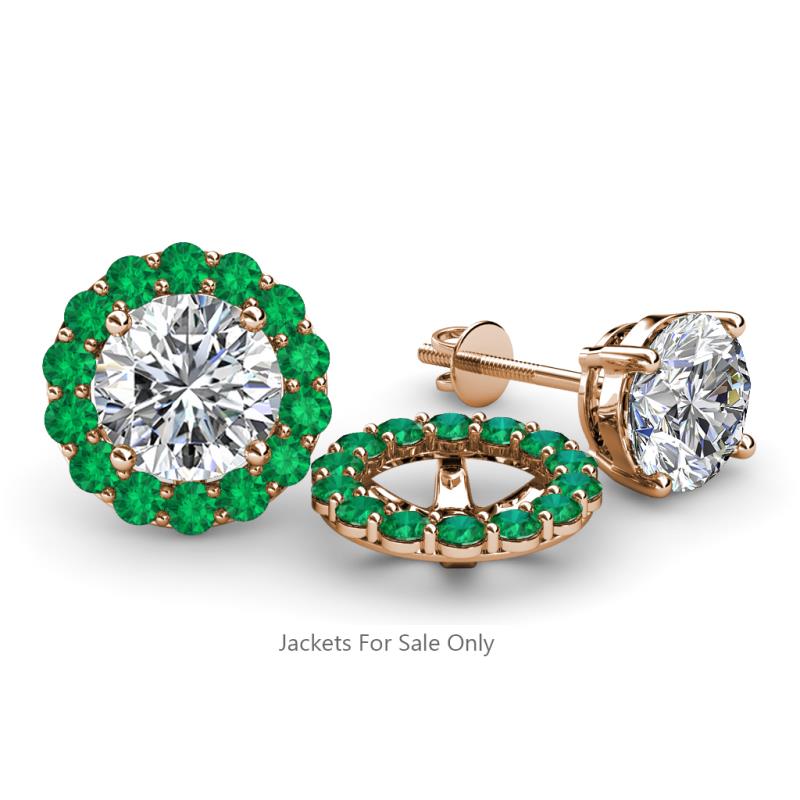 Serena 0.70 ctw (2.00 mm) Round Emerald Jackets Earrings 
