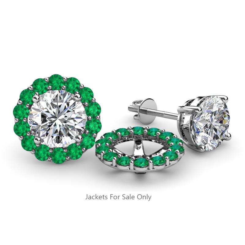 Serena 0.70 ctw (2.00 mm) Round Emerald Jackets Earrings 
