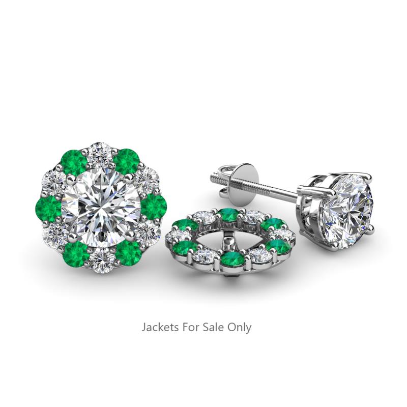 Serena 2.00 mm Round Emerald and Diamond Jacket Earrings 