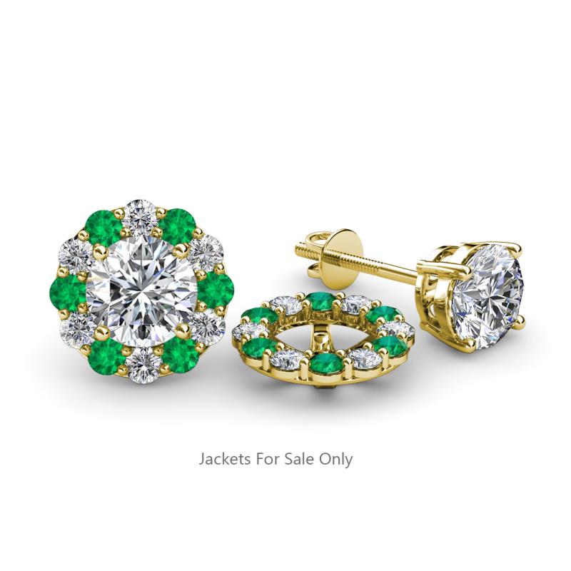 Serena 2.00 mm Round Emerald and Diamond Jacket Earrings 