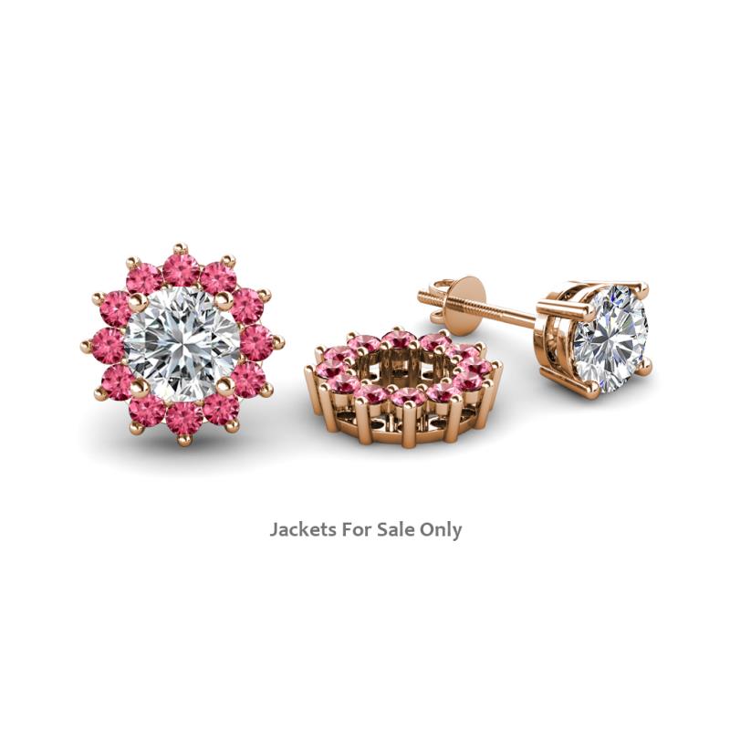 Florice Round Pink Tourmaline Flower Jacket Earrings 