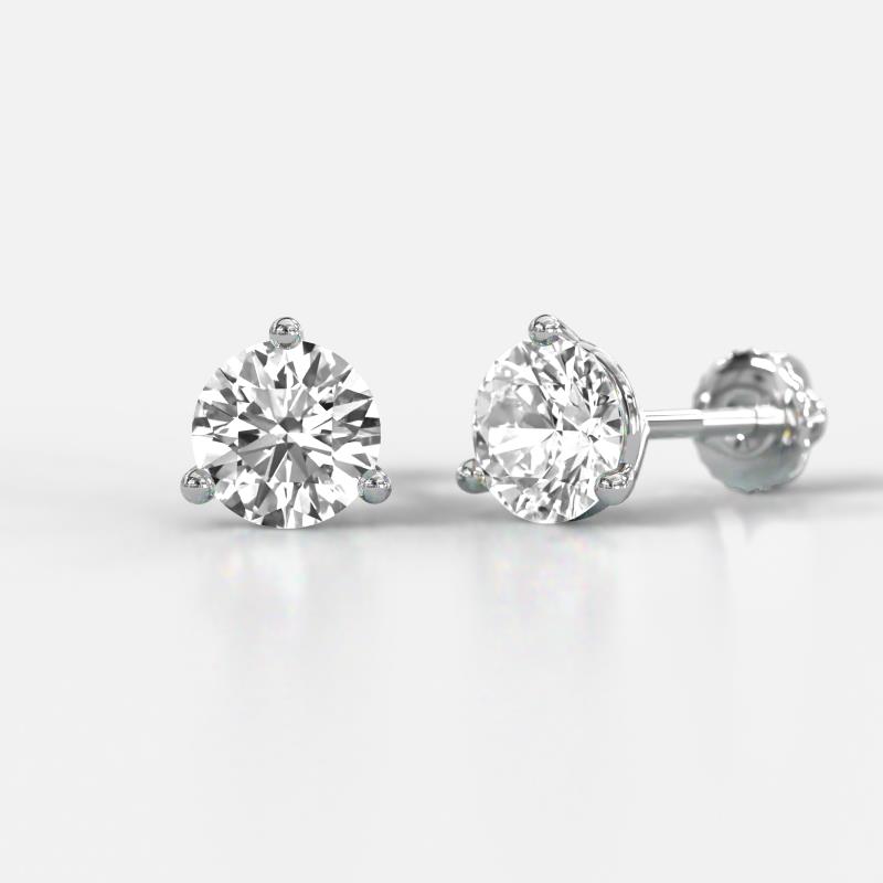 Pema 2.00 ctw (6.50 mm) IGI Certified Round Lab Grown Diamond Martini Solitaire Stud Earrings 