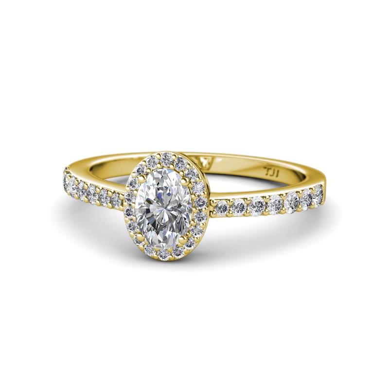 Verna Desire 1.88 ctw IGI Certified Lab Grown Diamond Oval Cut (8x6 mm) & Natural Diamond Round (1.40 mm) Halo Engagement Ring 