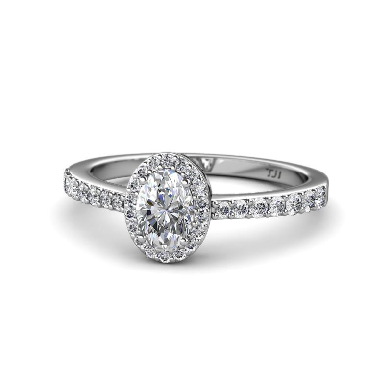 Verna Desire 2.51 ctw IGI Certified Lab Grown Diamond Oval Cut (9x7 mm) & Natural Diamond Round (1.50 mm) Halo Engagement Ring 