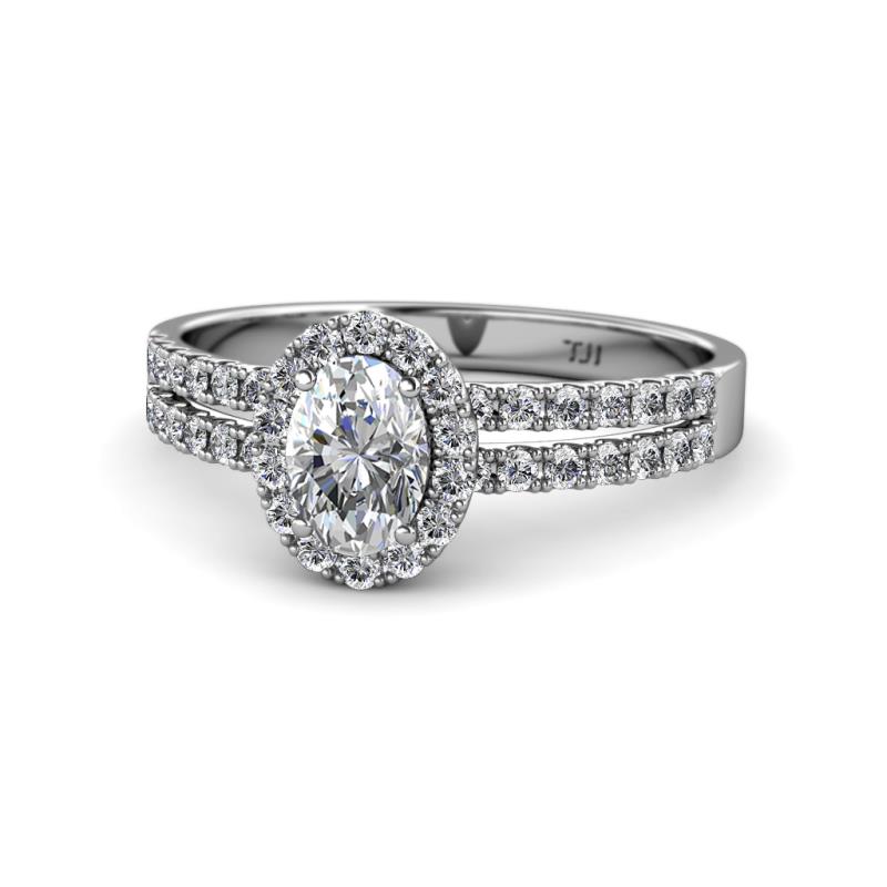 Amaya Desire 2.16 ctw IGI Certified Lab Grown Diamond Oval Cut (8x6 mm) & Natural Diamond Round (1.50 mm) Halo Engagement Ring 